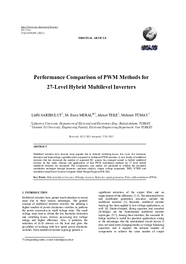 (PDF) Performance Comparison of PWM Methods for 27-Level Hybrid ...