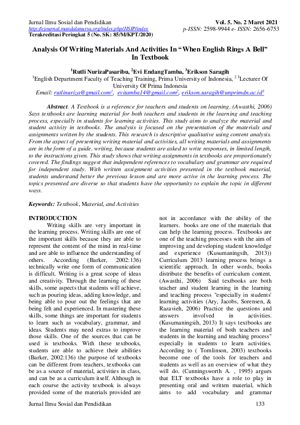 (PDF) Analysis of Writing Materials and Activities in “ When English ...