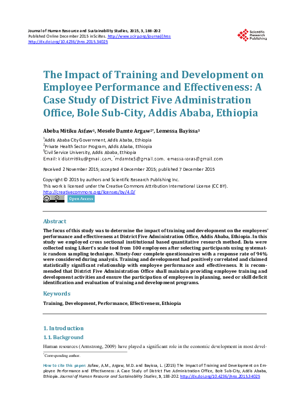 (PDF) The Impact of Training and Development on Employee Performance ...