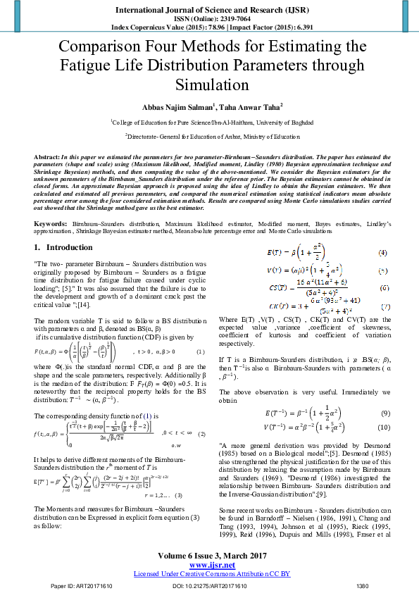 (PDF) Comparison Four Methods for Estimating the Fatigue Life ...