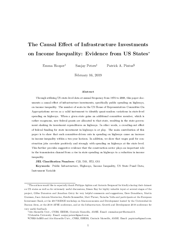 (PDF) The Causal Effect of Infrastructure Investments on Income ...