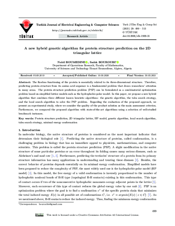 (PDF) A new hybrid genetic algorithm for protein structure prediction ...