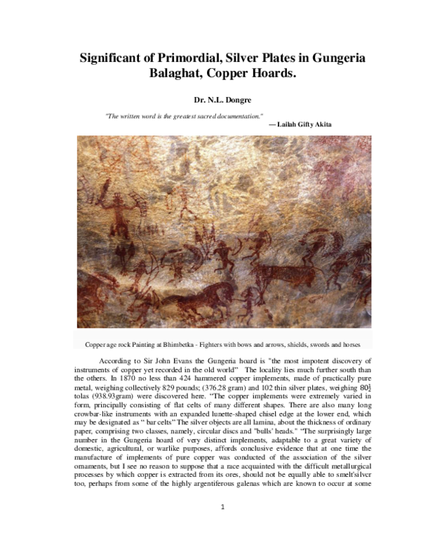(PDF) Significant of Primordial , Silver Plates in Gungeria Balaghat ...