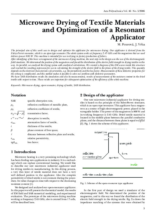 (PDF) Microwave Drying of Textile Materials and Optimization of a ...
