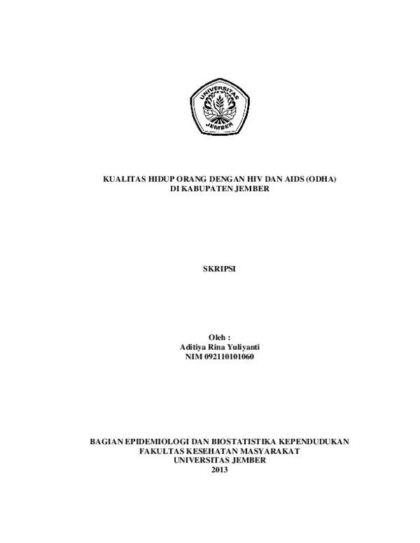 (PDF) Kualitas Hidup Orang Dengan Hiv Dan Aids (Odha) DI Kabupaten Jember