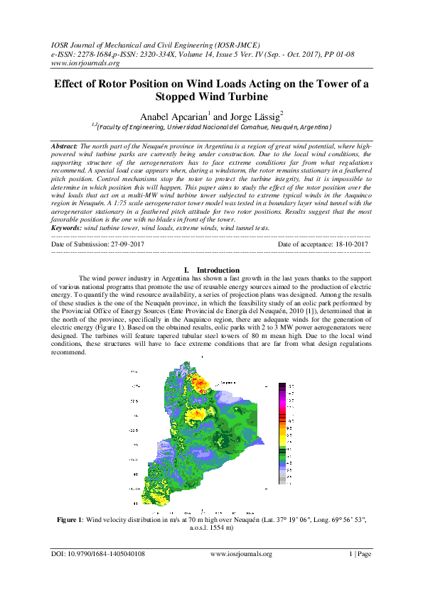 (PDF) Effect of Rotor Position on Wind Loads Acting on the Tower of a ...
