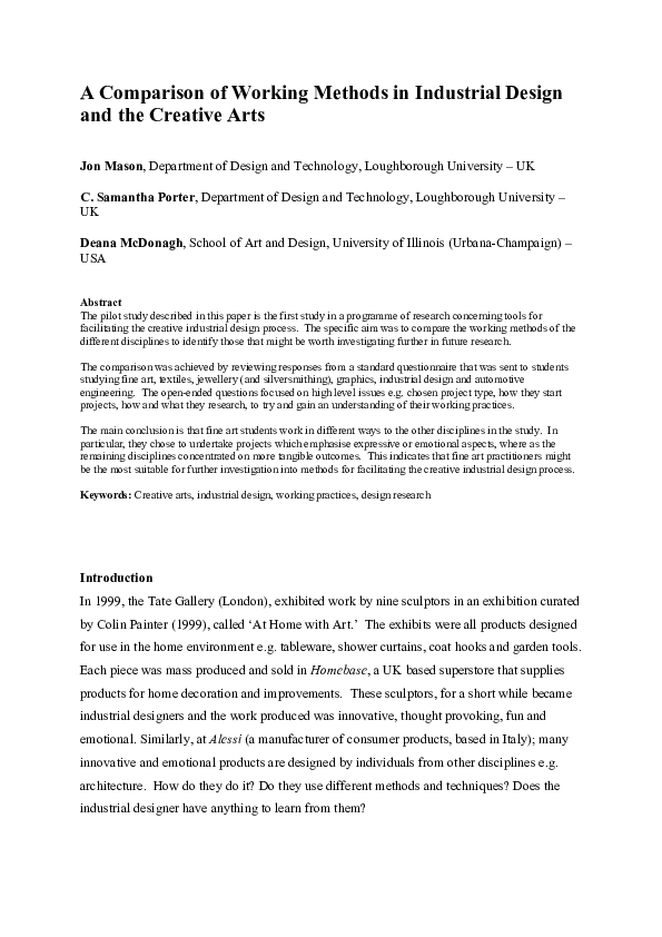 (PDF) A Comparison of Working Methods in Industrial Design and the ...
