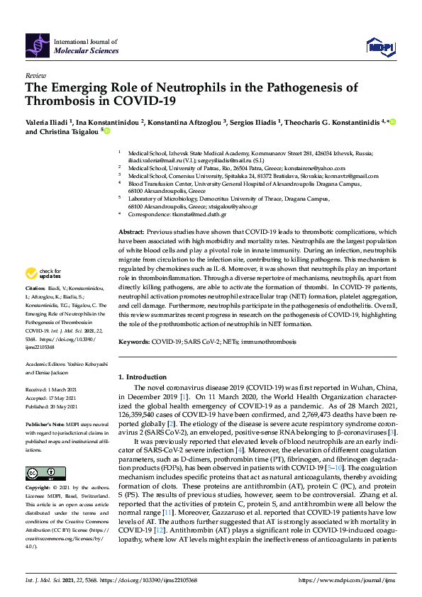 (PDF) The Emerging Role of Neutrophils in the Pathogenesis of ...