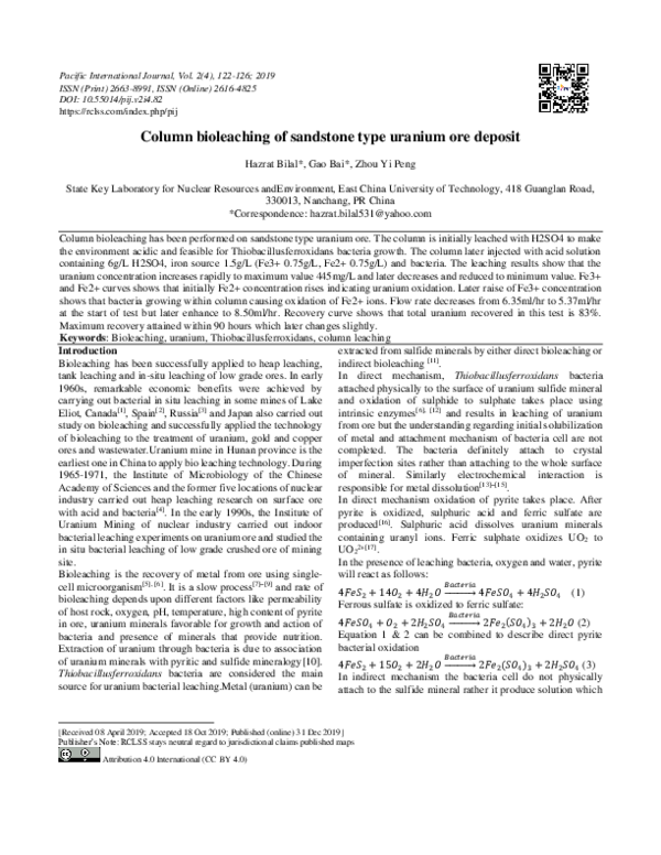 (PDF) Column bioleaching of sandstone type uranium ore deposit