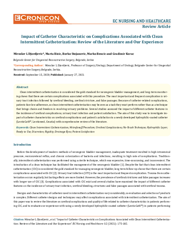 (PDF) Impact of Catheter Characteristic on Complications Associated