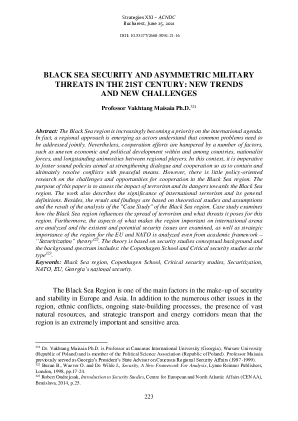 (PDF) Black Sea Security and Asymmetric Military Threats in the 21ST ...
