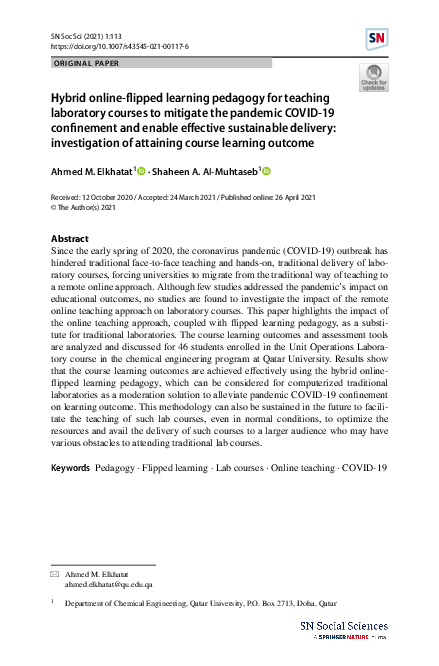 (PDF) Hybrid online-flipped learning pedagogy for teaching laboratory ...