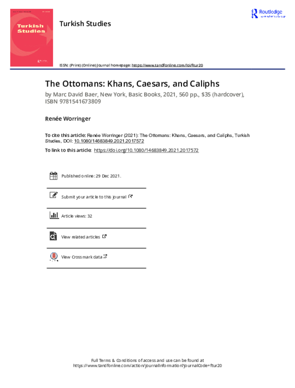 (PDF) The Ottomans Khans Caesars and Caliphs Marc David Baer