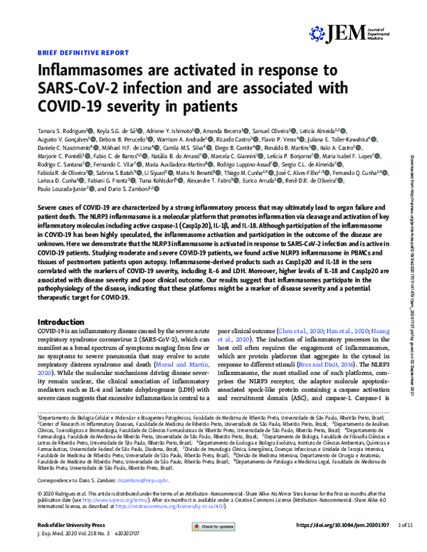 (PDF) Inflammasomes are activated in response to SARS-CoV-2 infection ...
