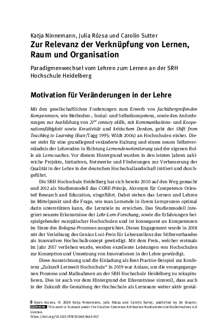 (PDF) Zur Relevanz der Verknüpfung von Lernen, Raum und Organisation
