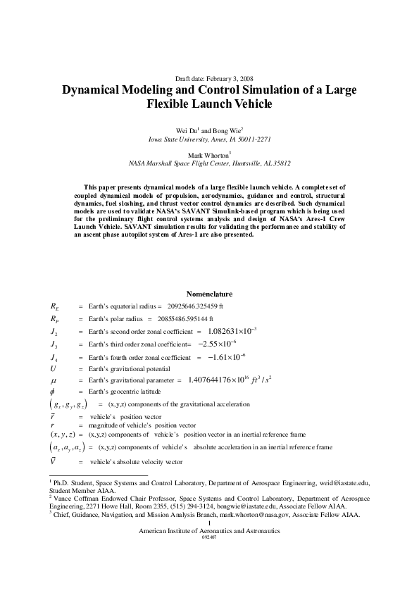 (PDF) Dynamical Modeling and Control Simulation of a Large Flexible ...