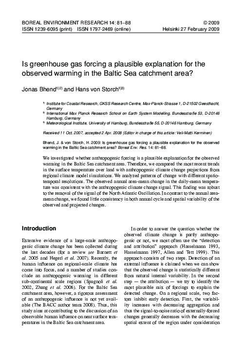 (PDF) is greenhouse gas forcing a plausible explanation for the ...