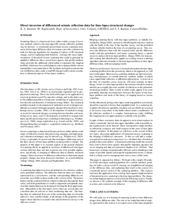 (PDF) Direct inversion of differenced seismic reflection data for time ...