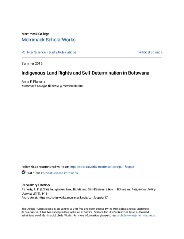 (PDF) Indigenous Land Rights and Self-Determination in Botswana