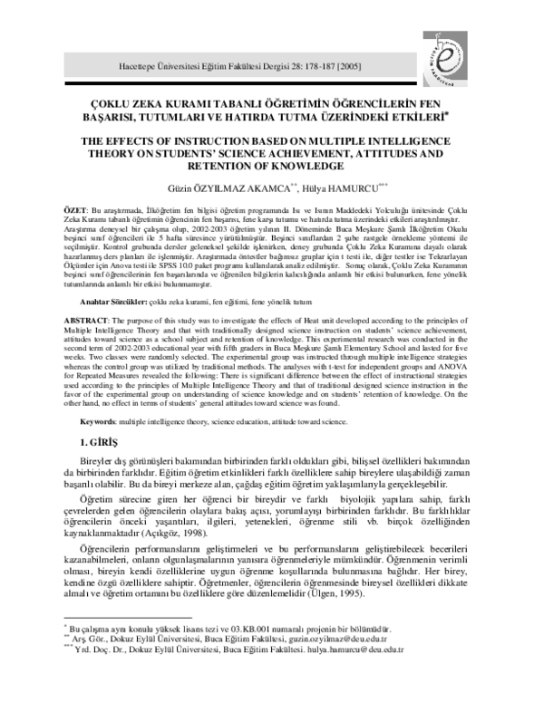 (PDF) The Effects of Instruction Based on Multiple Intelligence Theory ...