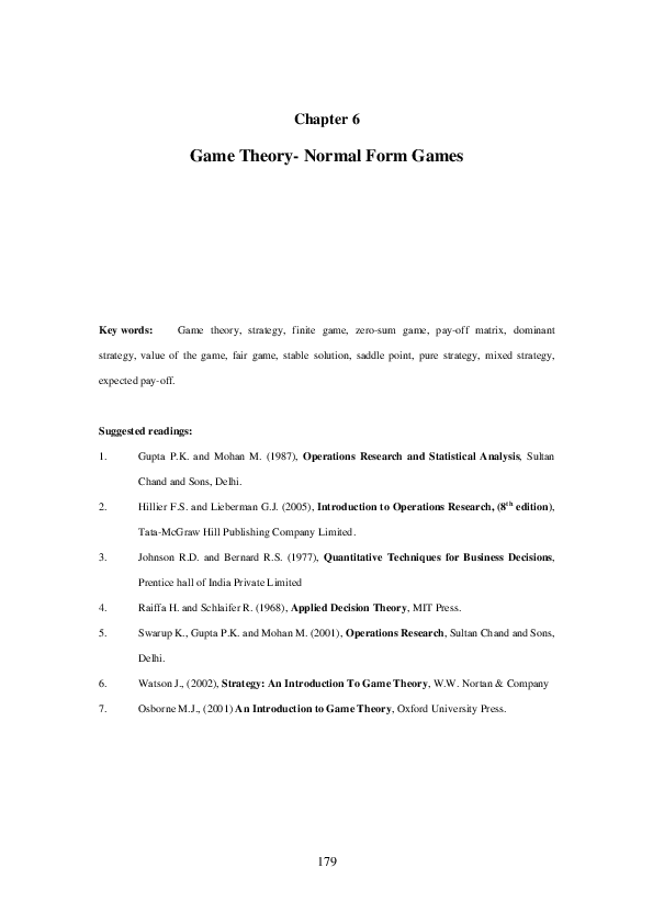 (PDF) Chapter 6 - Game Theory- Normal Form Games