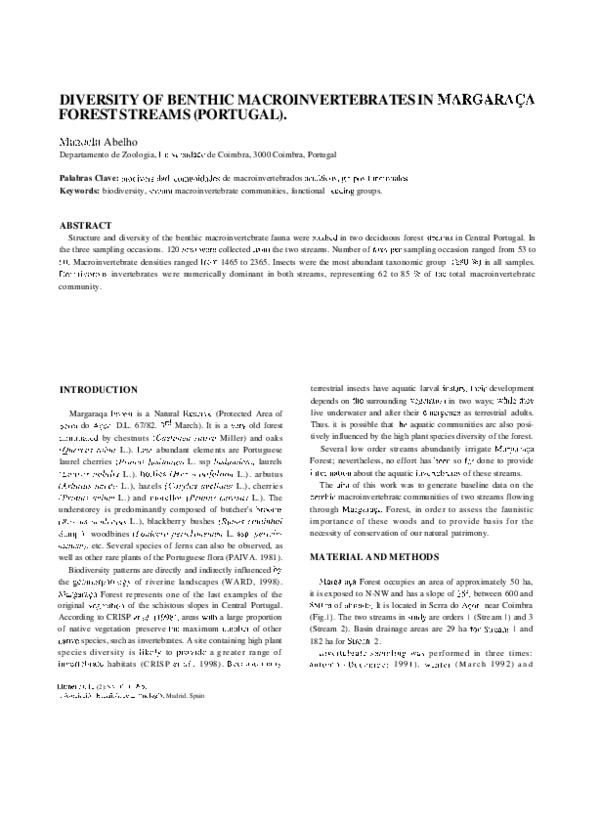 (PDF) Diversity of Benthic Macroinvertebrates in Margaraca Forest ...