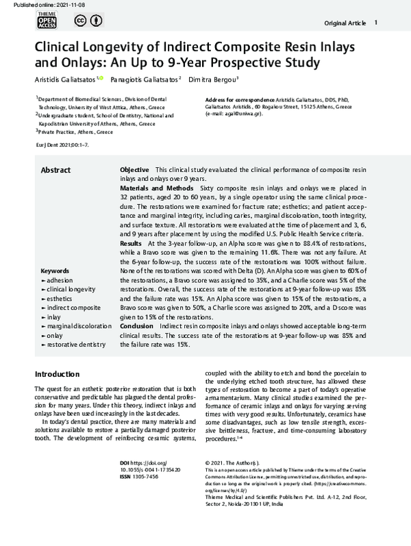 (PDF) Clinical Longevity of Indirect Composite Resin Inlays and Onlays ...