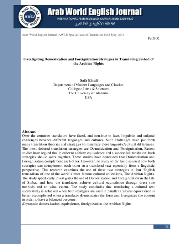 (PDF) Investigating Domestication and Foreignization Strategies in ...