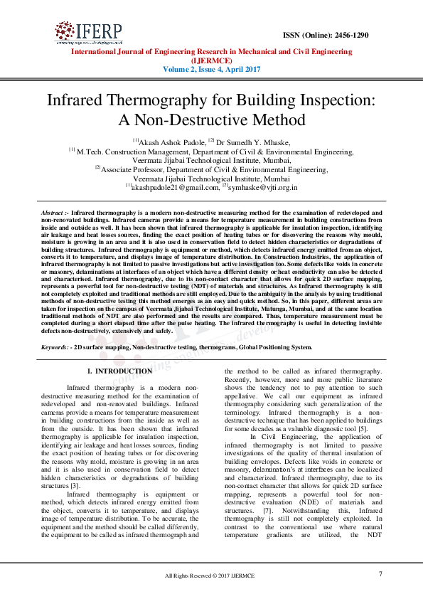 (PDF) Infrared Thermography for Building Inspection: A Non-Destructive ...