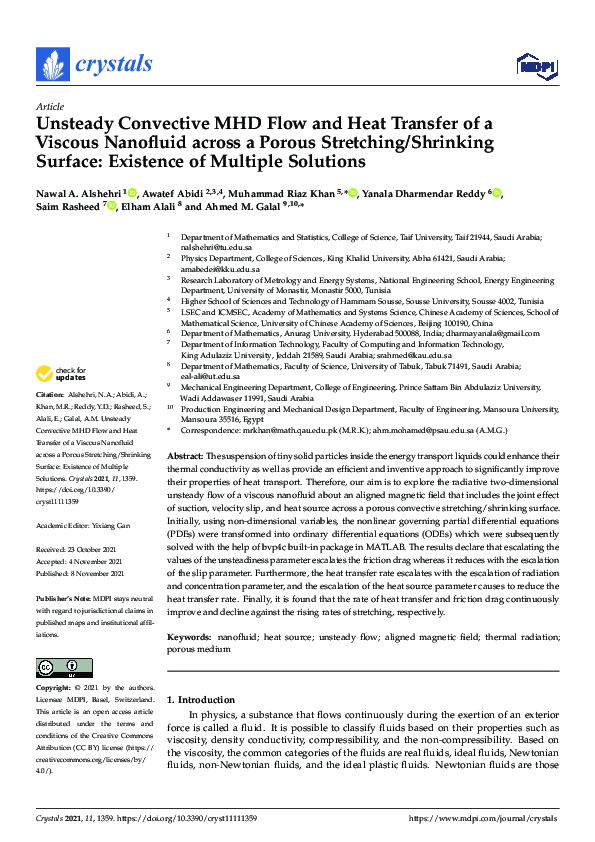 (PDF) Unsteady Convective MHD Flow and Heat Transfer of a Viscous ...