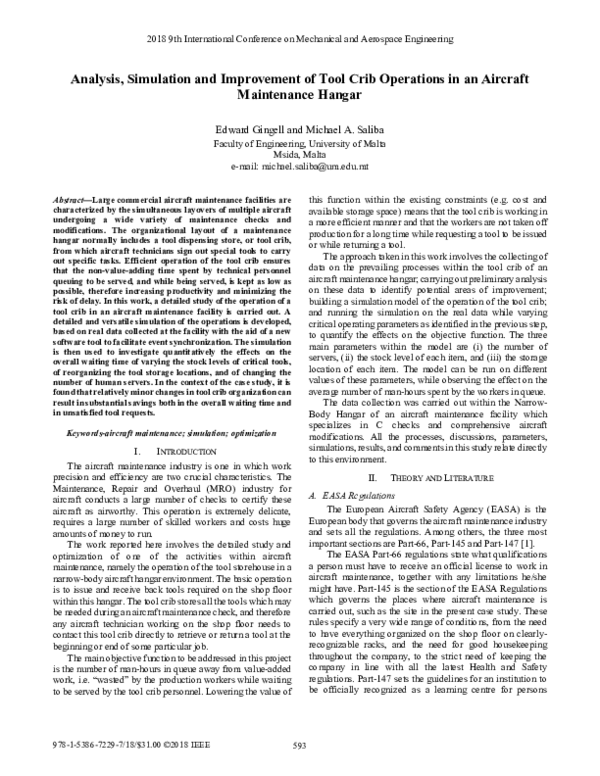 (PDF) Analysis, Simulation and Improvement of Tool Crib Operations in