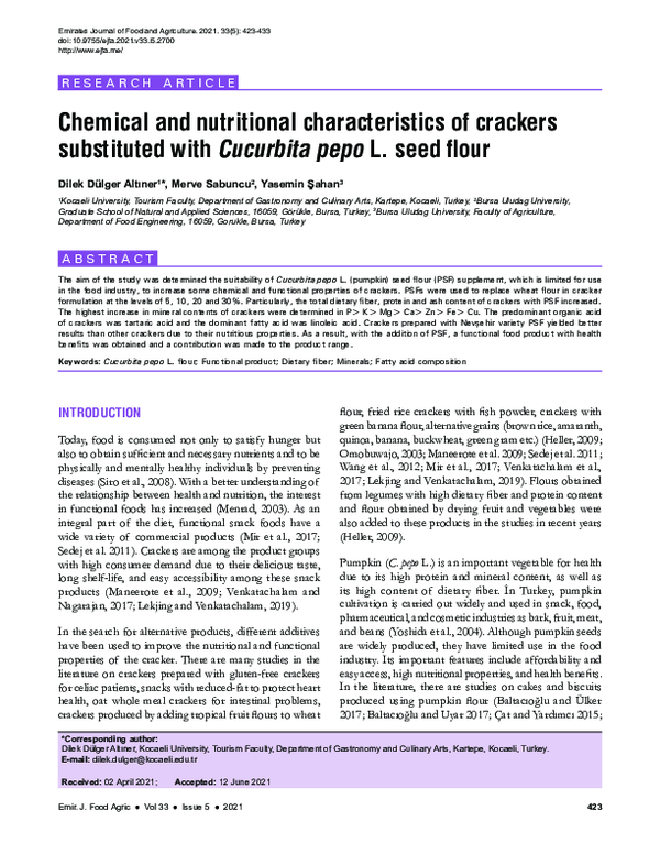 (PDF) Chemical and nutritional characteristics of crackers substituted ...
