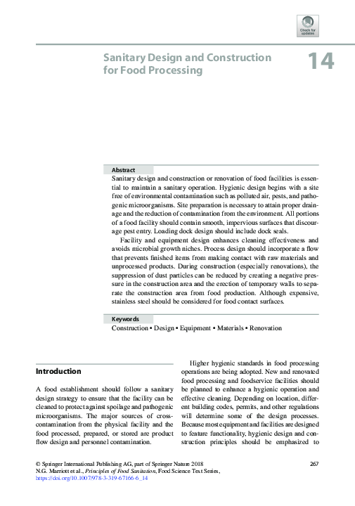 (PDF) Sanitary Design and Construction for Food Processing Norman G