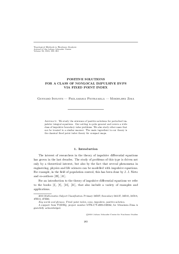 (PDF) Positive solutions for a class of nonlocal impulsive BVPs via ...