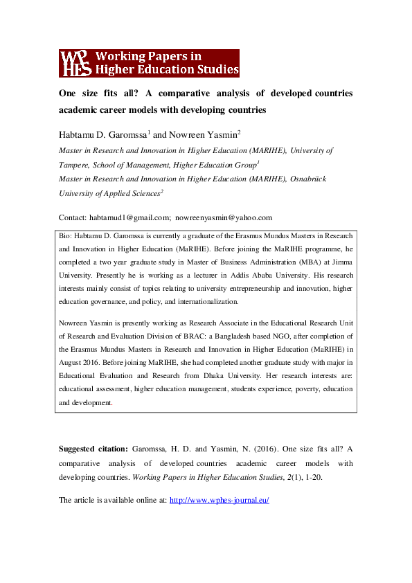 (PDF) One size fits all? A comparative analysis of developed countries ...