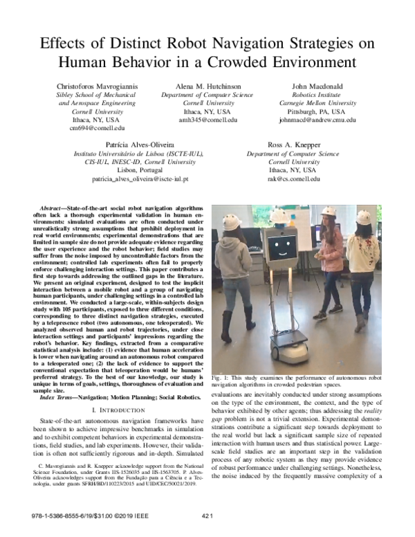 (PDF) Effects of Distinct Robot Navigation Strategies on Human Behavior ...