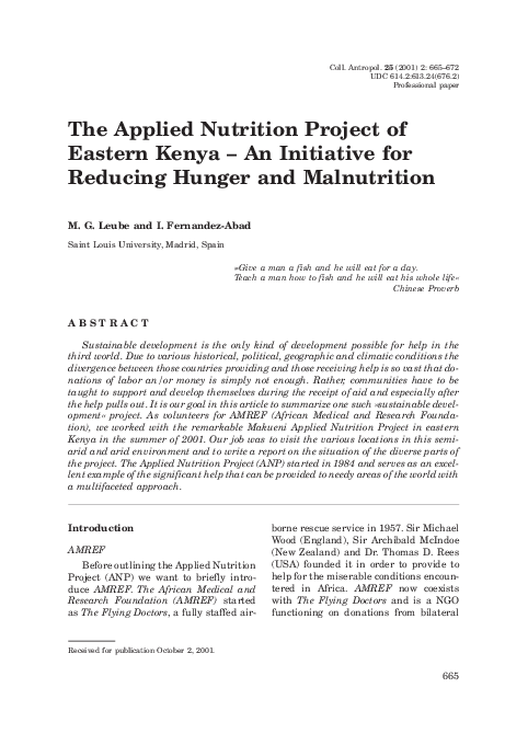(PDF) The Applied Nutrition Project of eastern Kenya--an initiative for ...