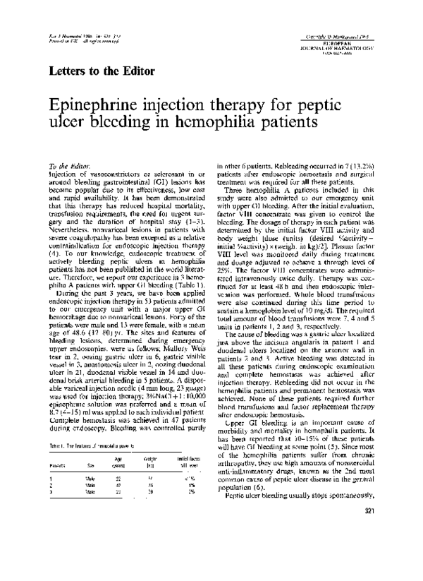 (PDF) Epinephrine injection therapy for peptic ulcer bleeding in ...