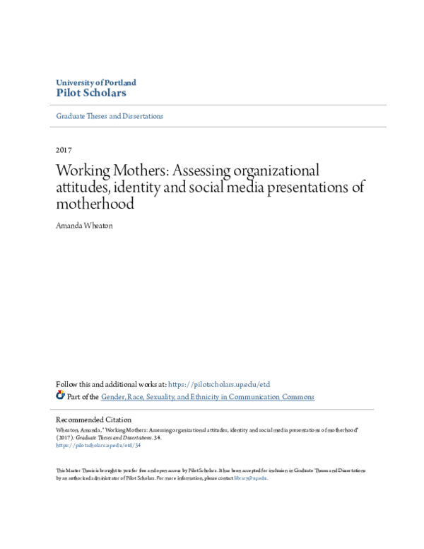 (PDF) Working Mothers: Assessing organizational attitudes, identity and ...