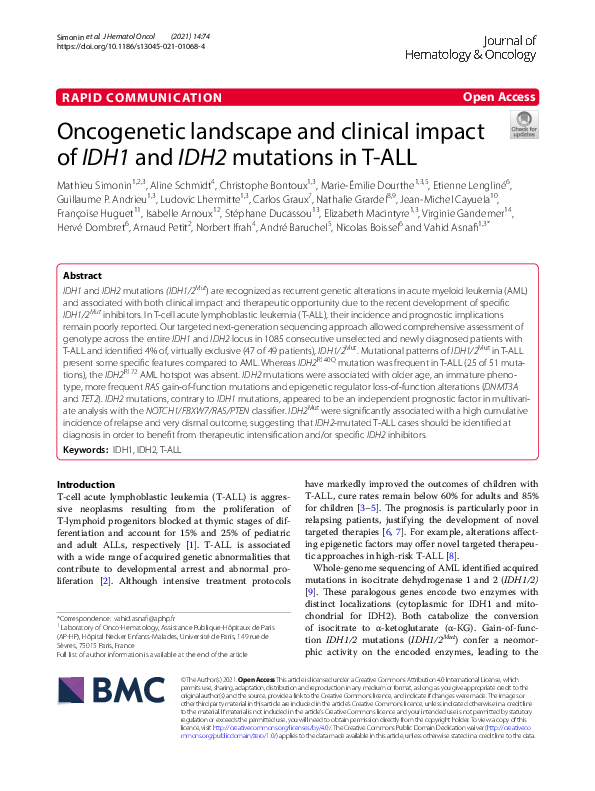 (PDF) Oncogenetic landscape and clinical impact of IDH1 and IDH2 ...