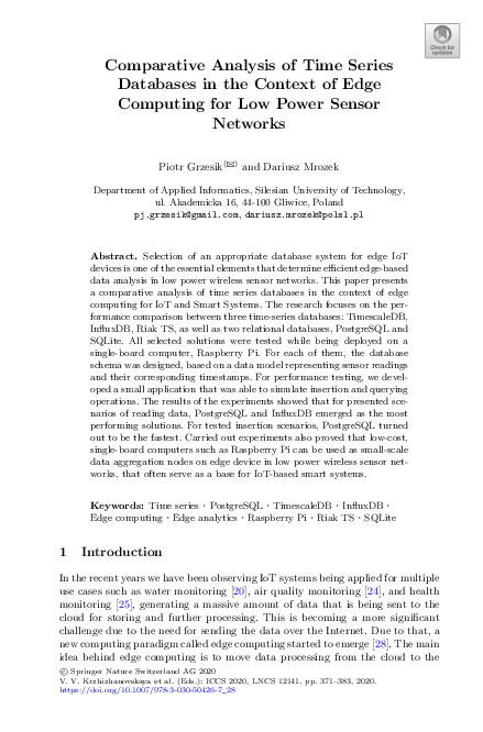 (PDF) Comparative Analysis of Time Series Databases in the Context of ...