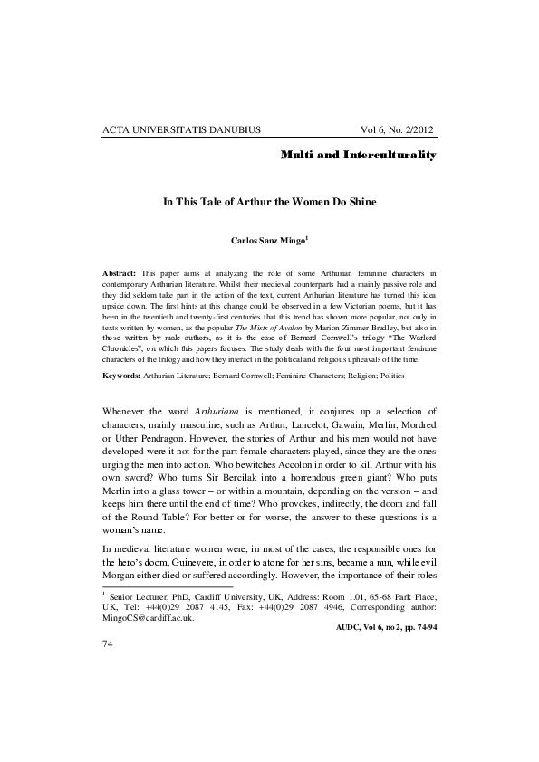 Multi and Interculturality In This Tale of Arthur the Women Do Shine