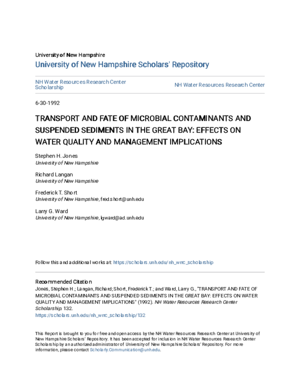 (PDF) Transport and Fate of Microbial Contaminants and Suspended ...