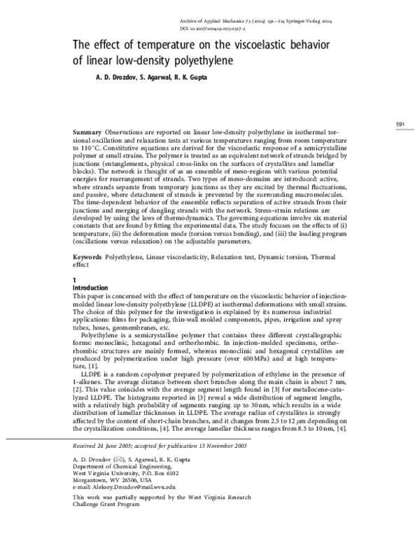 (PDF) The effect of temperature on the viscoelastic behavior of linear ...