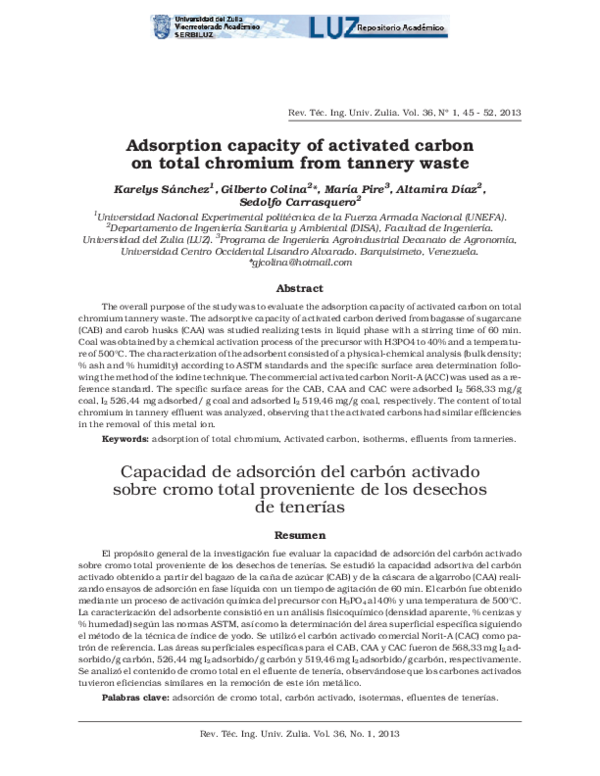 (PDF) Adsorption capacity of activated carbon on total chromium from ...