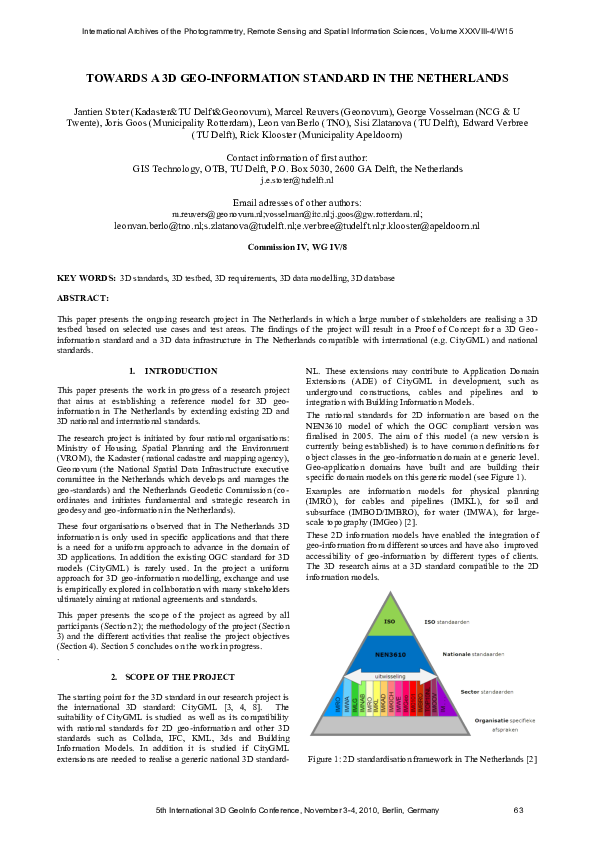 (PDF) Towards a 3D geo-information standard in The Netherlands