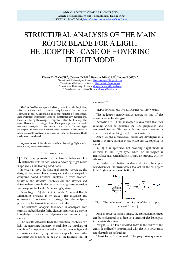 (PDF) Structural Analysis of the Main Rotor Blade for a Light ...