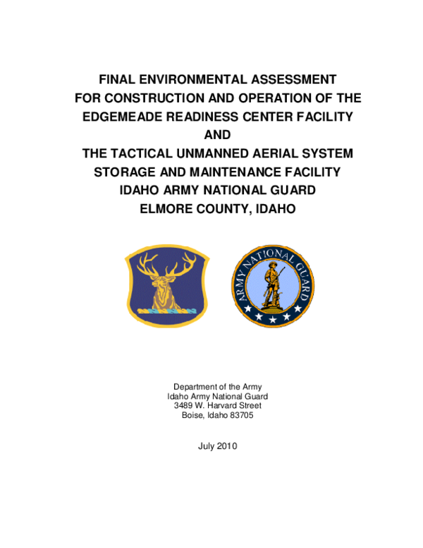 (PDF) Final Environmental Assessment for Construction and Operation of ...