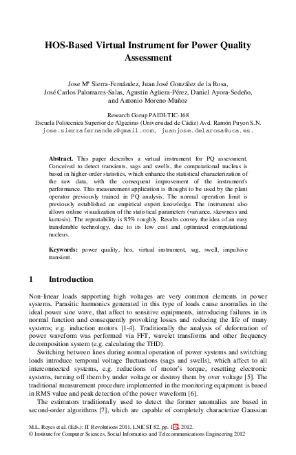 (PDF) HOS-Based Virtual Instrument for Power Quality Assessment