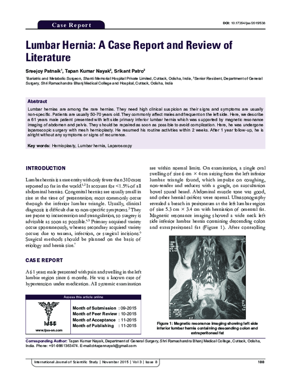 (PDF) A traumatic lumbar hernia Case report and review of the